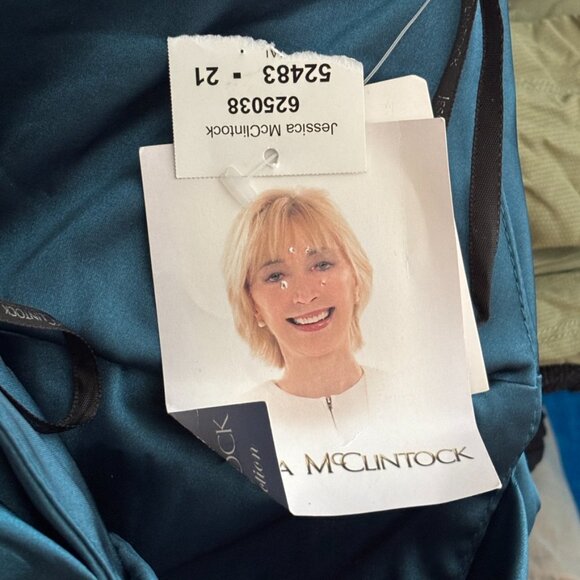 NWT VTG JESSICA MCCLINTOCK Drop Waist Strapless Formal Satin Gown in Teal SZ 4 - Picture 9 of 12